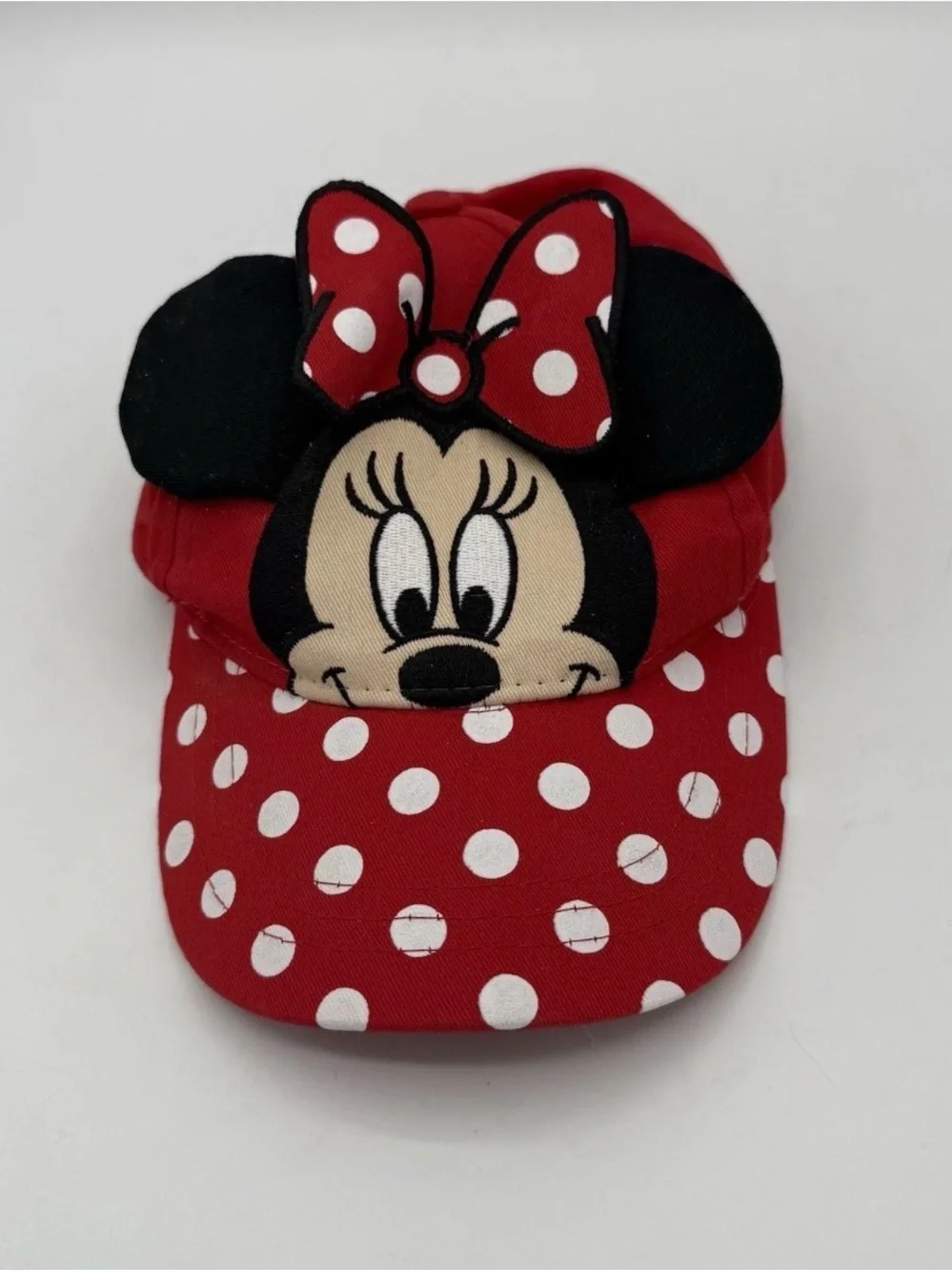 Minnie Mouse Disney Childs Hat Red with Polka Dots & Black Ears Adjustable
